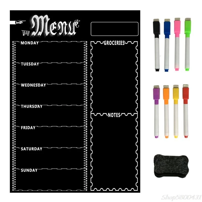 

Magnetic Refrigerator Chalkboard,Weekly Menu, Meal Planner, Grocery Shopping List, Board, for Kitchen Fridge O01 20 Dropshipping
