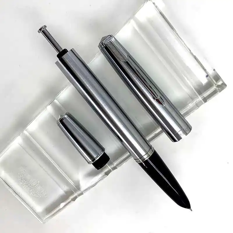 

St penpps 601 Vacumatic Fountain Pen Steel Ink Pen Piston Type Silver Clip F Hooded Nib Stationery Office school supplies Gift