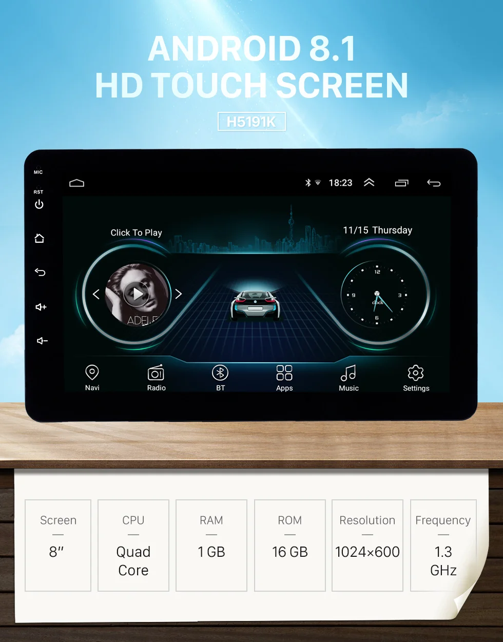 Harfey Универсальный 2 Din Автомобильный gps Авторадио " Android 8,1 HD стерео плеер для Nissan Toyota Kia RAV4 Honda VW hyundai головное устройство
