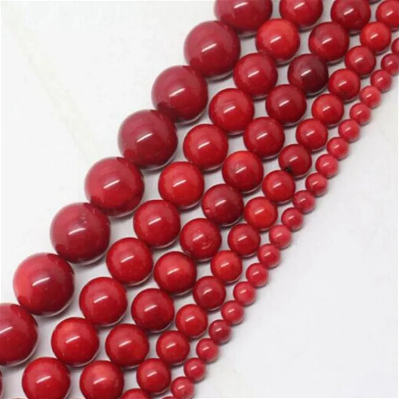 Бусины россыпью для бижутерии сделай сам камень красный коралловый бисер