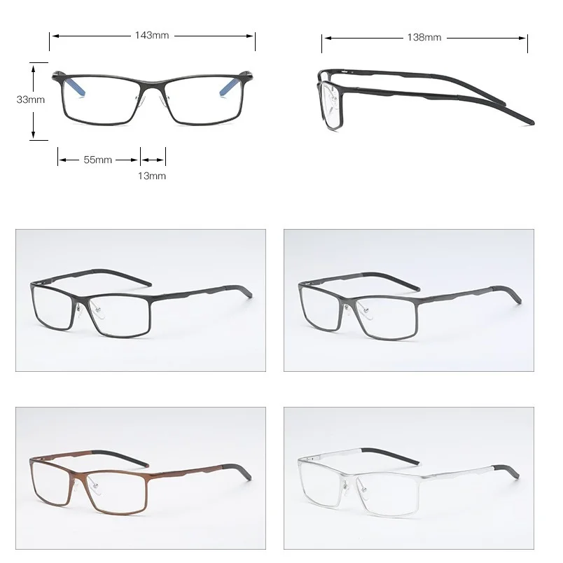Zerosun алюминиевые очки для близорукости мужские прозрачный оттенок линзы