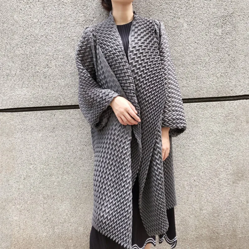 Женское Плиссированное пальто с отложным воротником длинным рукавом весна-осень