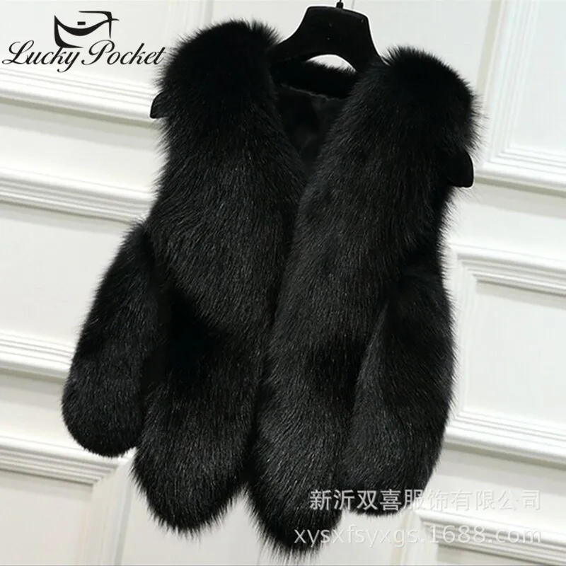

Women Winter Solid Color Casual Loose Fashion Fur Leather Female High Street Fur Vest Ladies Thick Warm Slim Outerwear ML1036