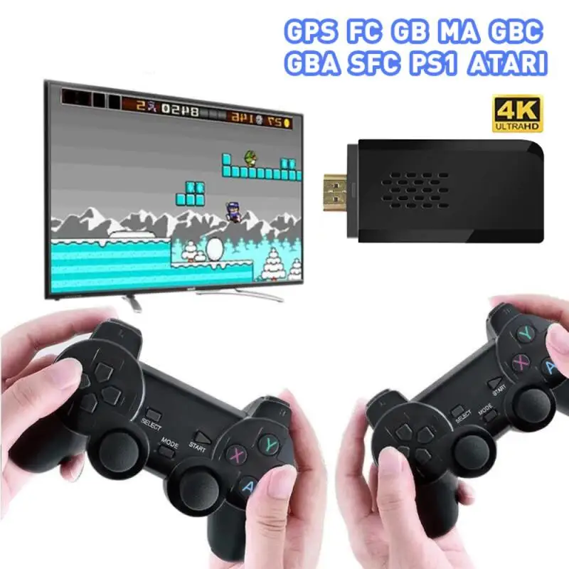 

Wireless Video Game Console 2.4G TV 4K HDMI-compatible Retro Console Classic 10000+ Games Double Controller For PS1/FC/GBA