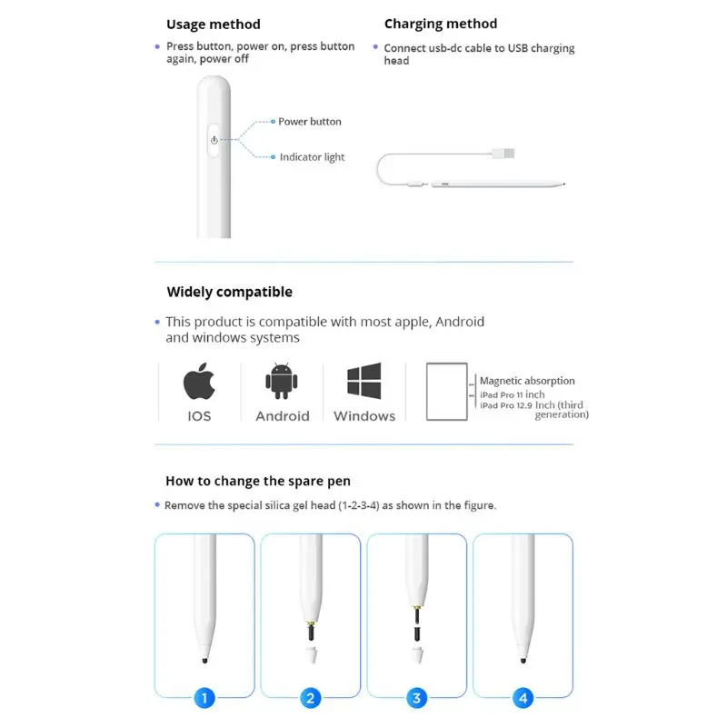 

Universal Active Stylus Pen for iphone Tablet Smart Touch Pencil For Apple