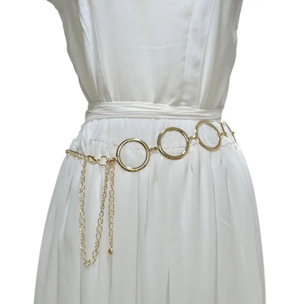 

Women Adjustable Metal Circle Thin Skinny Chain Waist Belt Dress Waistband Decor