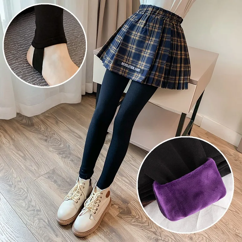 

Брюки для девочек, Детские демисезонные теплые леггинсы, плотные брюки-карандаш, юбка в клетку для подростков, детская одежда, брюки-кюлоты 4...