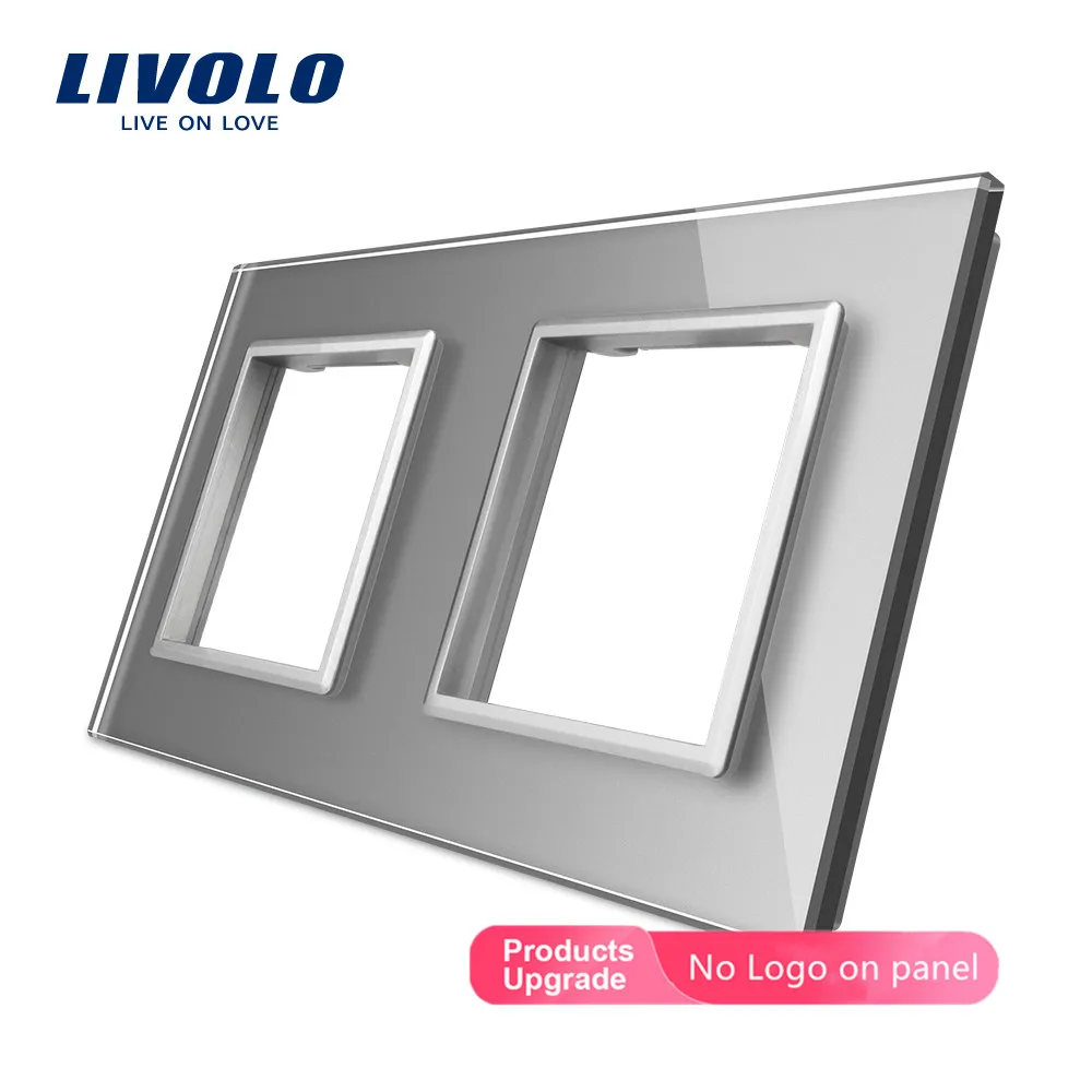 Фото Livolo Luxury Grey Pearl Crystal Glass, 150мм*80мм, стандарт ЕС, двойная стеклянная панель для настенных выключателей и розеток, VL-C7-SR/SR-11/12/13 №3