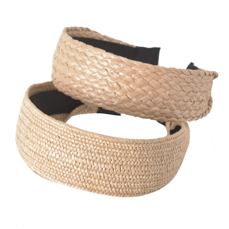 

Women Summer Bohemian Headband Straw Weaving Knotted Hairband For Girls Cross Handmade Hair Hoop Hairband Hair Accessories 2021