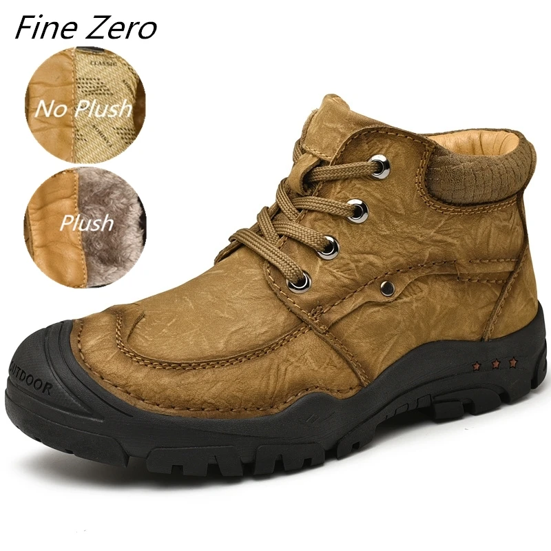 Ботинки мужские из натуральной коровьей кожи уличные водонепроницаемые