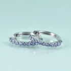 Женские серьги-кольца из серебра 925 пробы, с голубым танзанитом