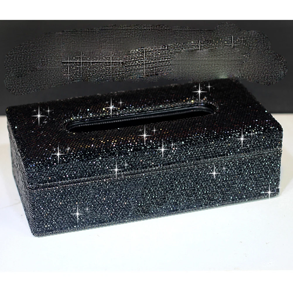 Прямоугольная тканевая коробка с блестящими кристаллами чехол блестящий