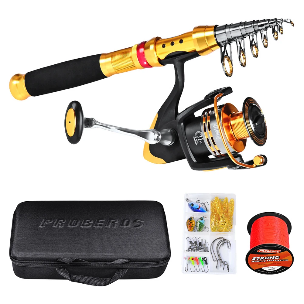 

1.8m Carbon Fiber Telescopic Fishing Rod Spinning Reel Set Bait Hooks Saltwater Freshwater Long Cast Carp Bass Pike Accessories
