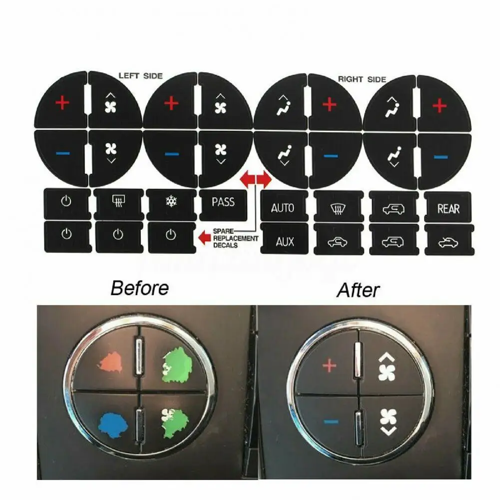 

Button Sticker Wear-resistant Strong Sticky PVC Climate Control Button Sticker Repair Replacement