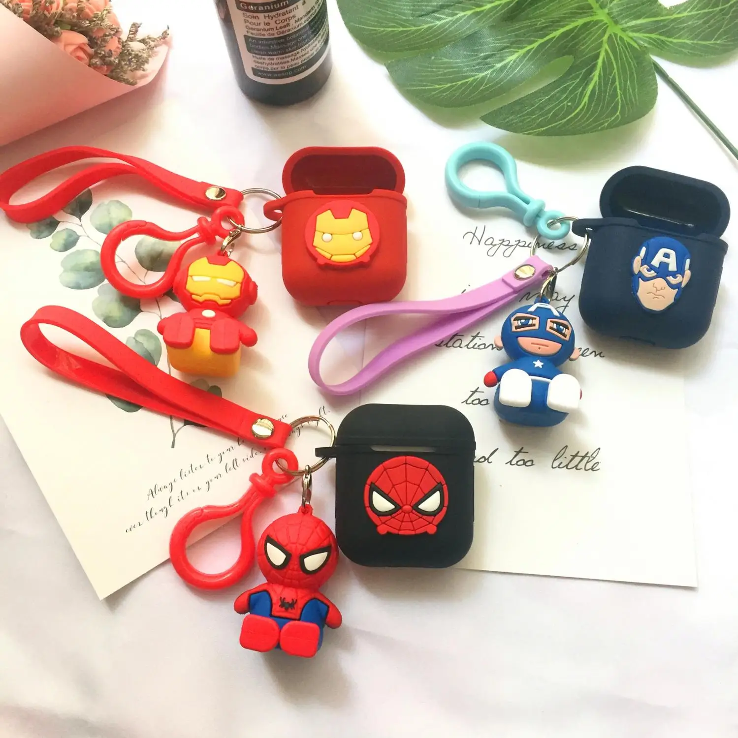 Для Apple Airpods чехол Marvel мягкий силиконовый Человек паук Железный человек гарнитура
