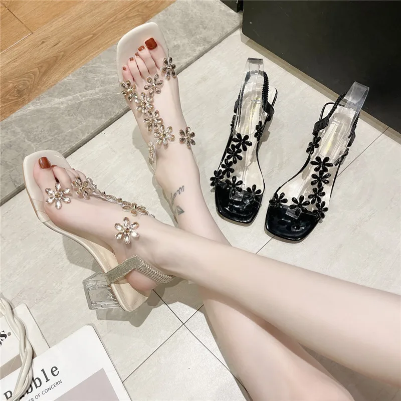 

Comfort Shoes for Women Black Platform Sandals Buckle Strap All-Match Block Heels Open Toe Suit Female Beige 2021 Summer Espadri
