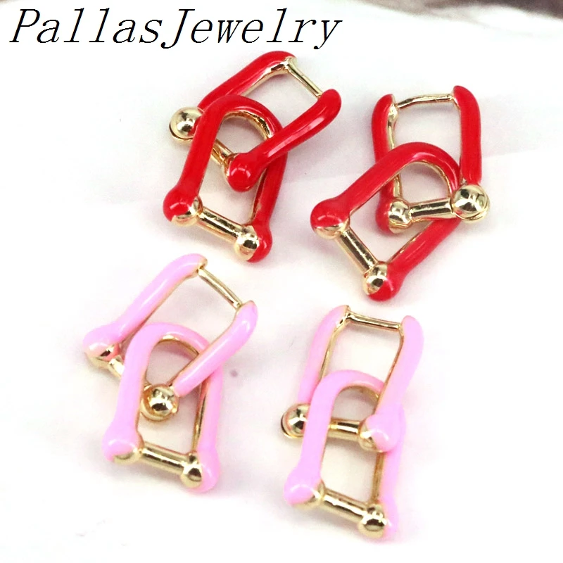 

5Pairs Trendy Jewelry Earrings 2021 Geometric Enamel Earrings For Women Girl Statement Metal Hoop Earrings Brincos Jewelry