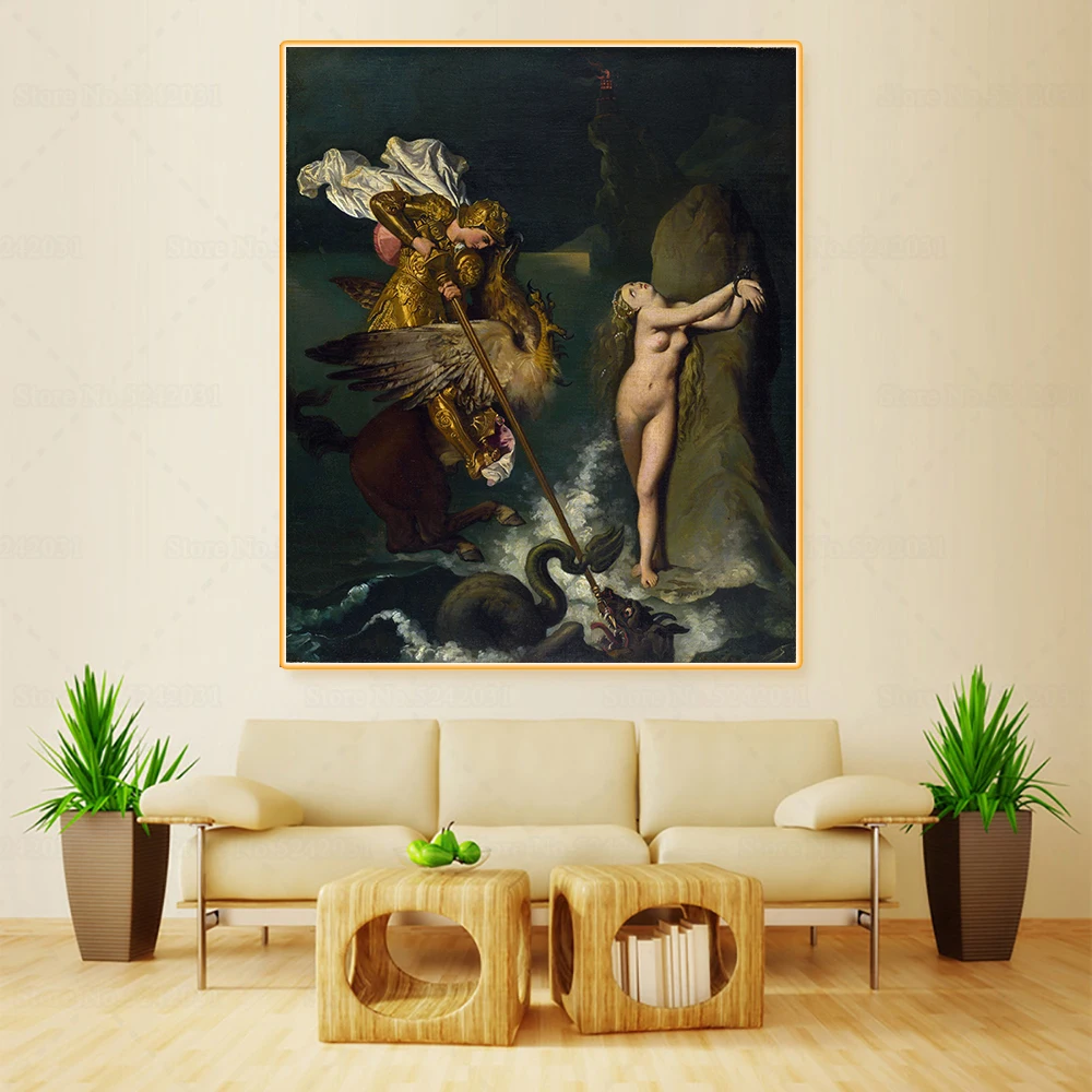 

Citon Ingres《Angelica saved by Ruggiero》Canvas Oil Painting World Famous Artwork Picture Modern Wall Art Decor Home Decoration