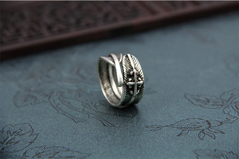 Религиозный крест Иисус Личность ретро открытие кольцо ручное перо ювелирные