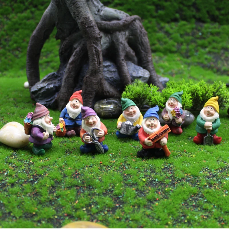 7 шт Миниатюрный гном фигурки мини садовый украшения набор смолы статуи Феи