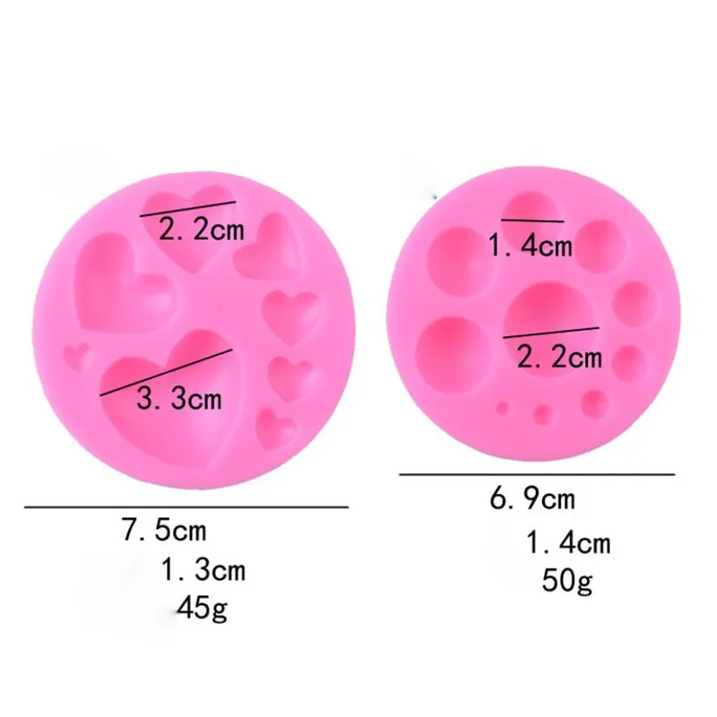 

Love Heart Round Silicone Mold DIY Colorful Sweet Ball Bead Fondant Chocolate Candy Paste Cake Decorating Tool Molds