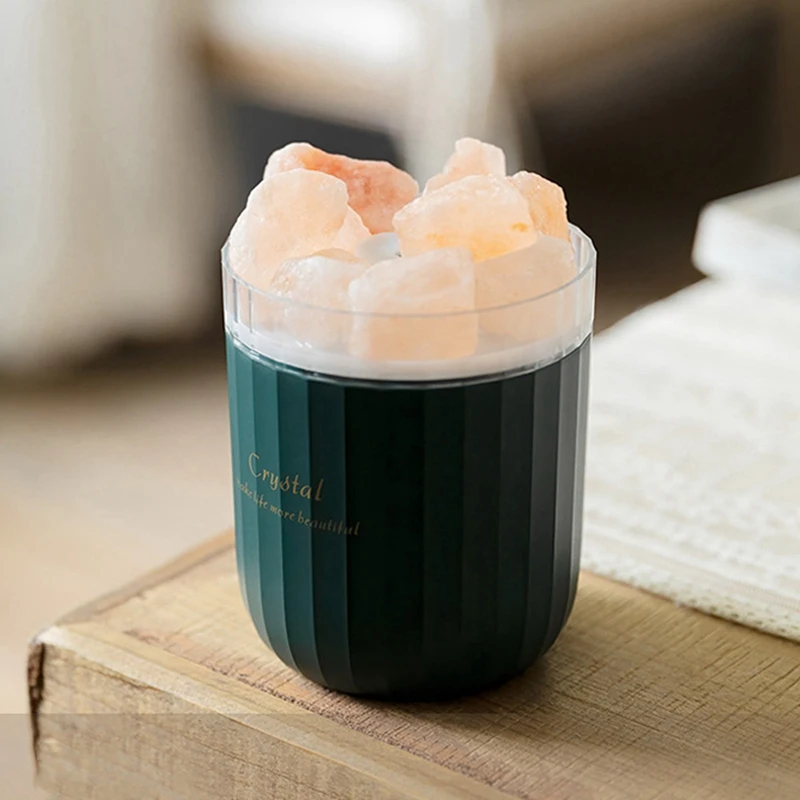 

2PCS Crystal Aromatherapy Air Humidifier with Atmosphere Lamp Home USB Aroma Essential Oil Diffuser, Green & White