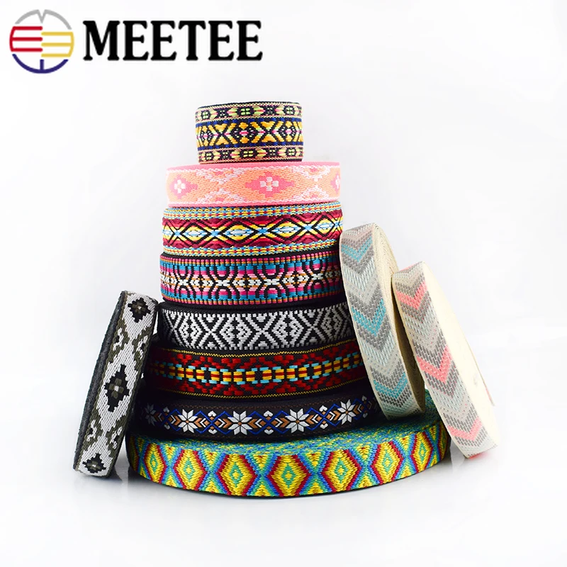 Полиэстеровые жаккардовые ленты 8 метров 25 мм этнические кружевные для сумок