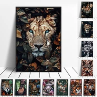 5d diy diamond painting animal in flowers diamond embroidery cross stitch kit lion poster tiger classical room decoration