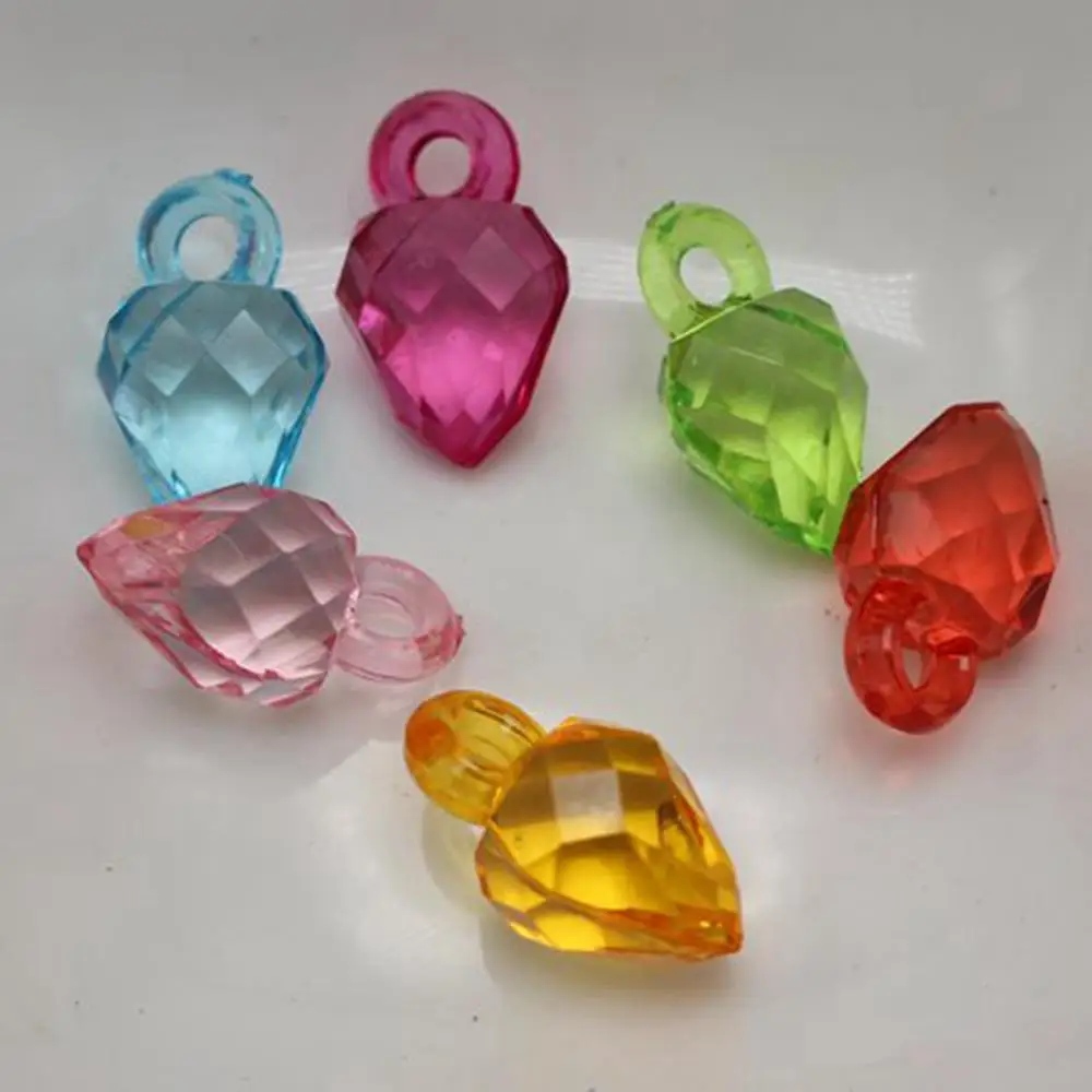 

100 Mixed Color Transparent Acrylic Faceted Teardrop Pendants 16X10mm Drop Charm