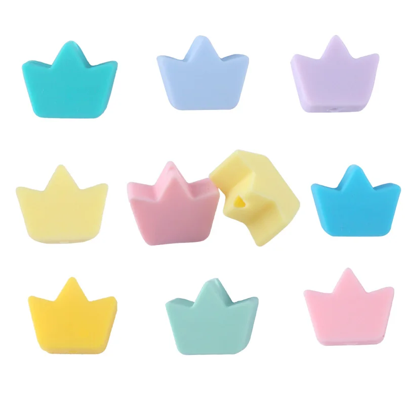 

10Pcs Food Grade Silicone Crown Beads for DIY Teething Pacifier Products