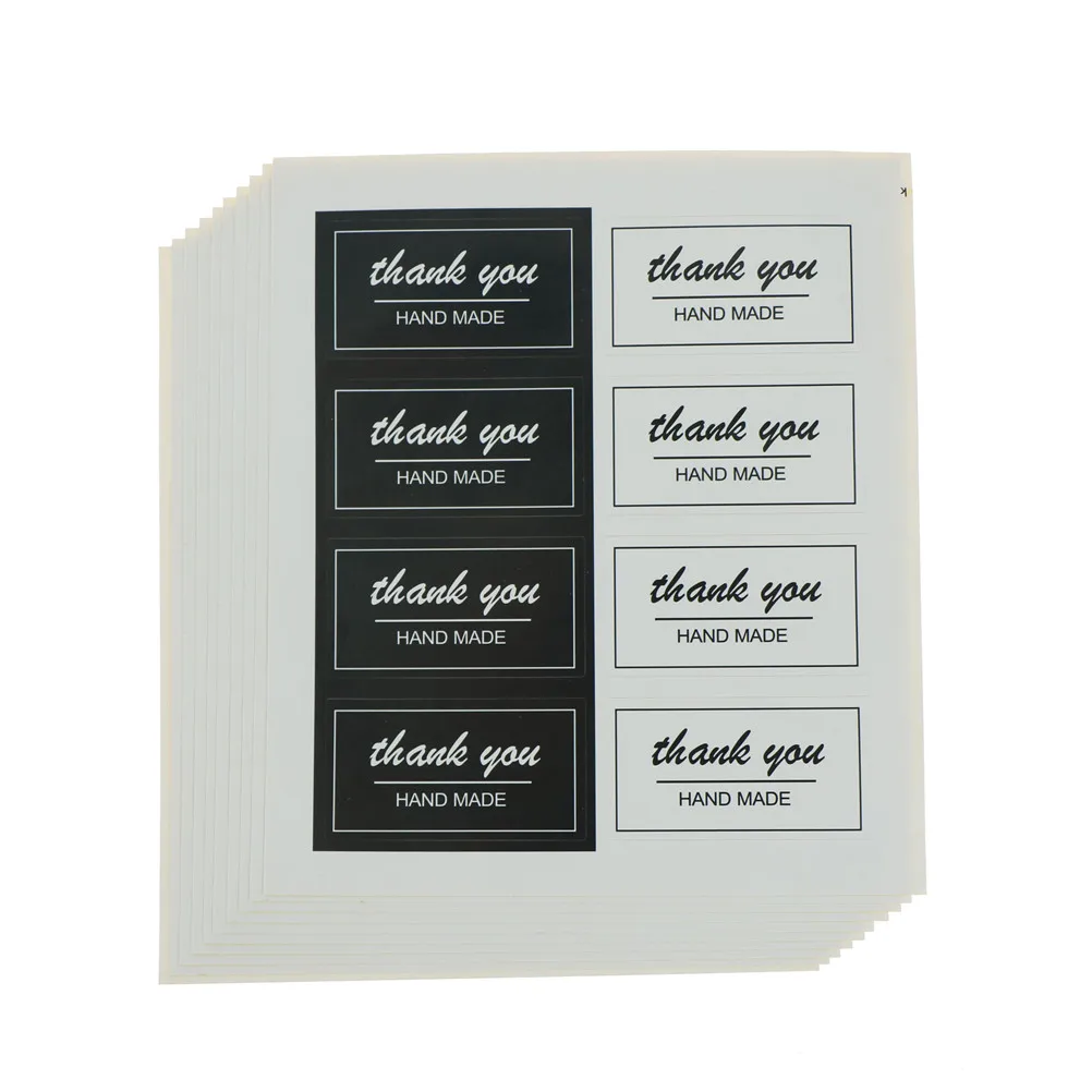 

80pcs Thank You Handmade Label Stickers Black White Label Sticker Diy Handmade For Gift Cake Sealing Hang Tag Stationery Sticker
