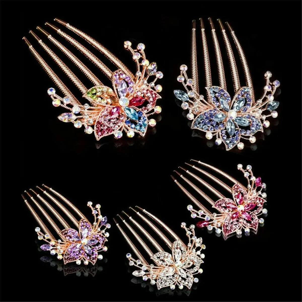 

Women Rhinestone Crystal Wedding Flower Hair Comb Clip Hairpin Bridal Jewellery