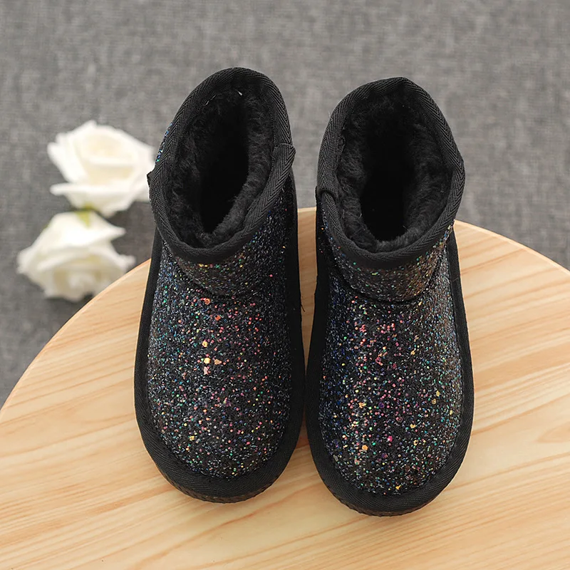 Winter Children Casual Boots Girls Sequins Snow Boots Kids Shoes For Girls Keep Warm Baby Cotton Shoes High Quality Boys Boots enlarge