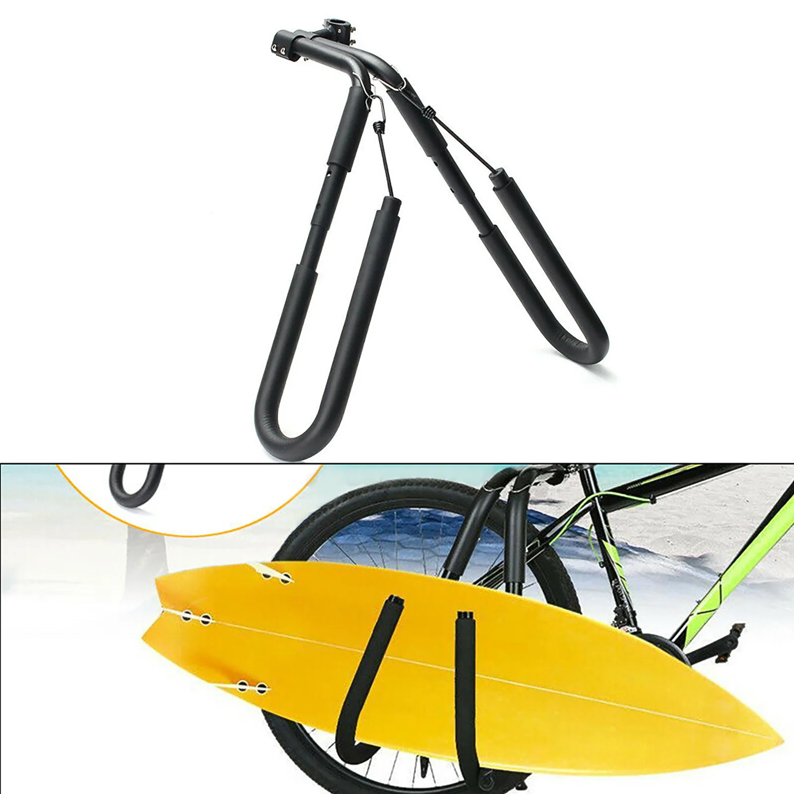 

Black Bike Surf Rack Seatpost Surfboard Bracket Scooter Moped Surfboard Bracket Mounting Bracket Side Kite Board