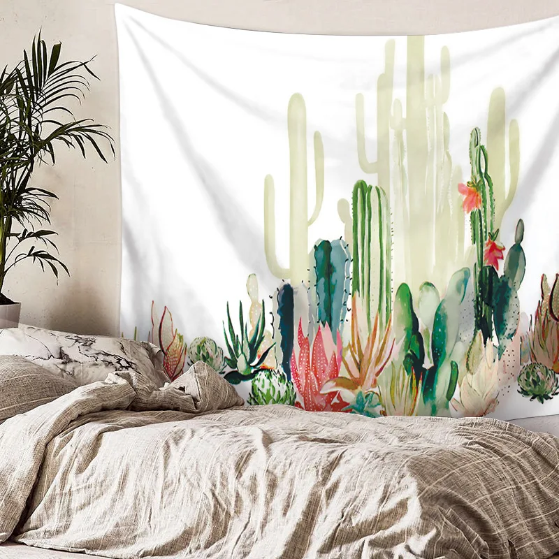 Настенный кактус гобелен зеленый суккуленты 3D Цветочный художественный ковер