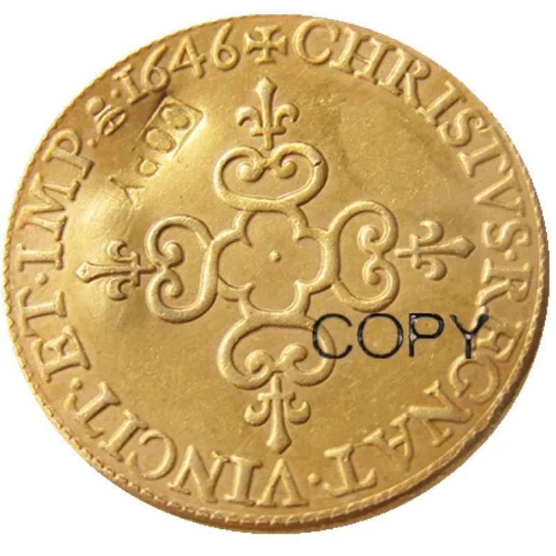 

France A Set Of(1646 1648)2pcs Gold Plated Copy Coins
