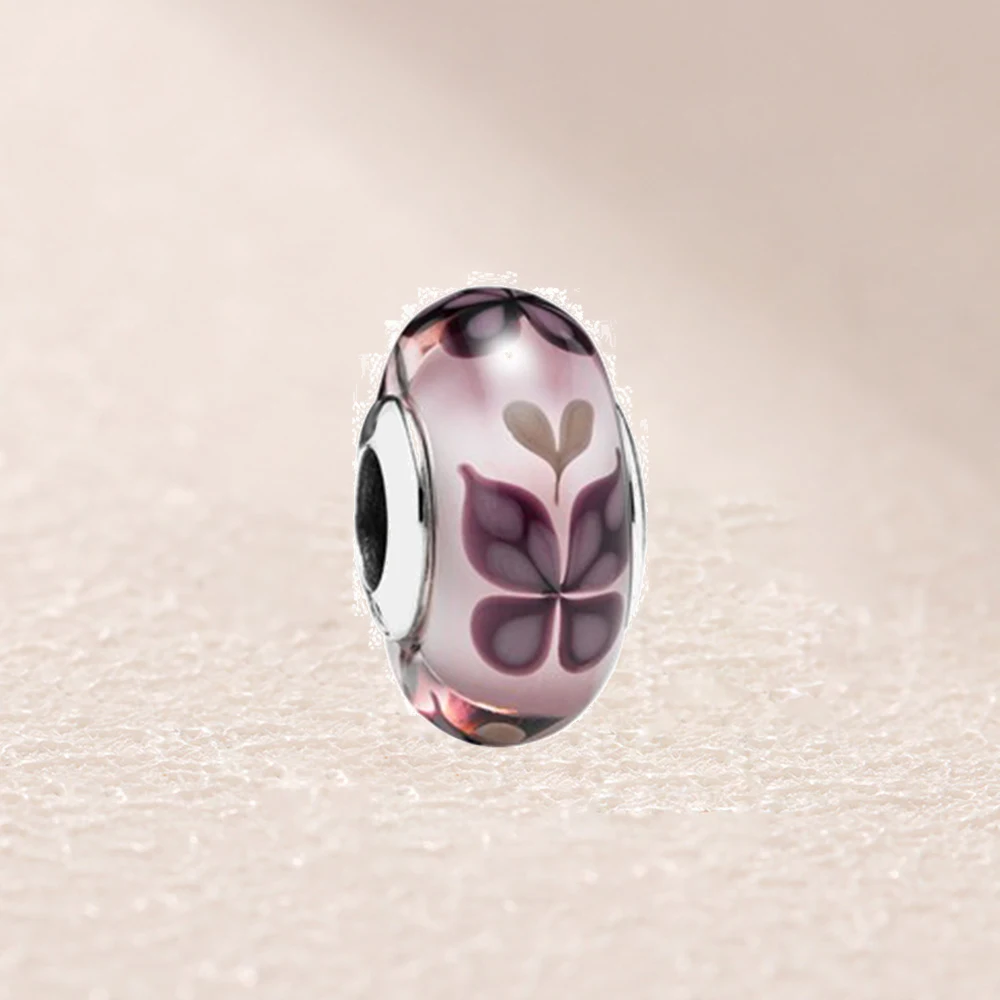 

791621 Butterfly silver charm with pink Murano glass