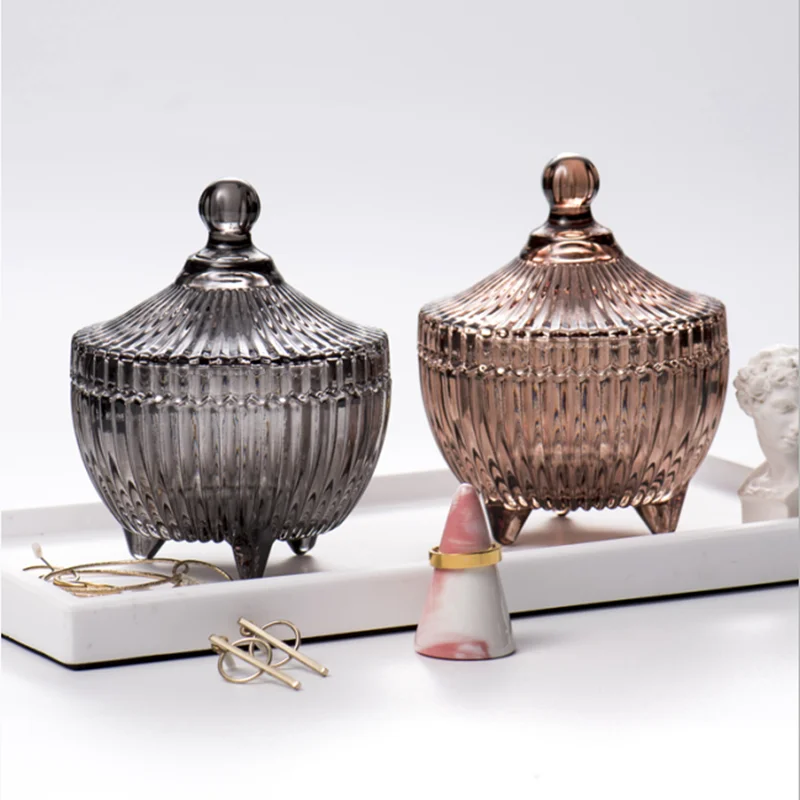 

Шкатулка для ювелирных украшений в Европейском стиле, креативная стеклянная шкатулка с высокими полосками в стиле ретро, домашняя шкатулка...