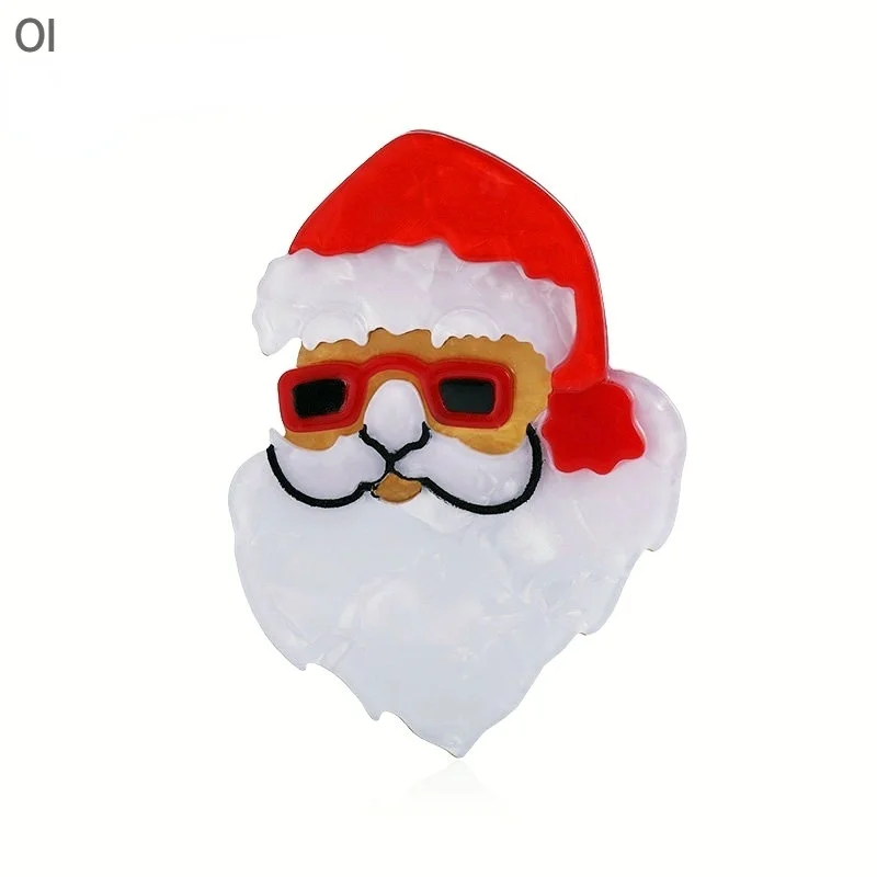 

OI Latest Lovely Acrylic Santa Claus Brooches Pins For Children Women Handmade Christmas Party Gifts Brooch Hats Dress Accessory