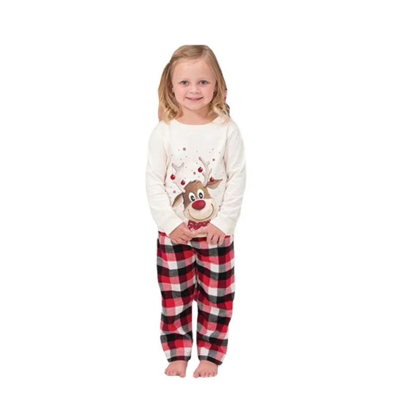 2021 Christmas Fashion Parent-child Pajamas Home Service Two-piece Suit Christmas Pajamas
