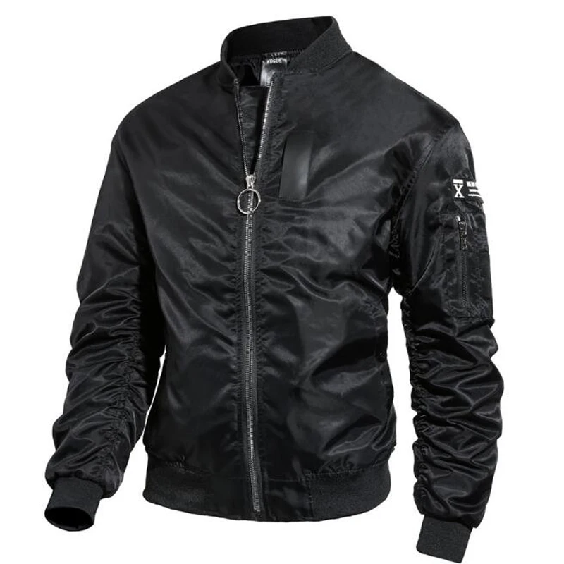 Мужская байкерская куртка однотонная мотоциклетная бомбер весна осень