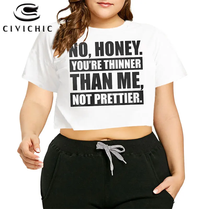 

Шикарный размера плюс кроп-топы, летняя футболка с короткими рукавами для женщин на каждый день с принтом в виде букв футболка с круглым вор...