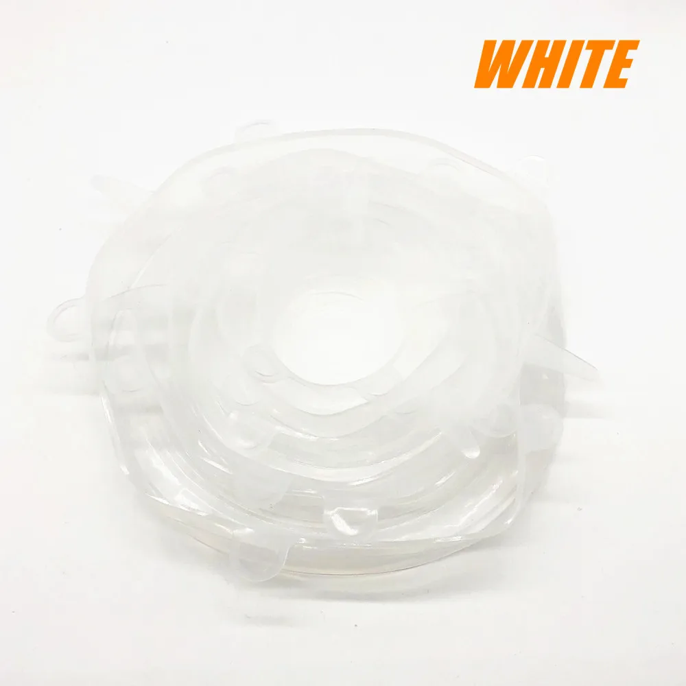 White 6 шт многоразовые силиконовые Эластичные крышки универсальные прочные расширяемые крышки для хранения продуктов для различных размеров и форм контейнеров - Цвет: White