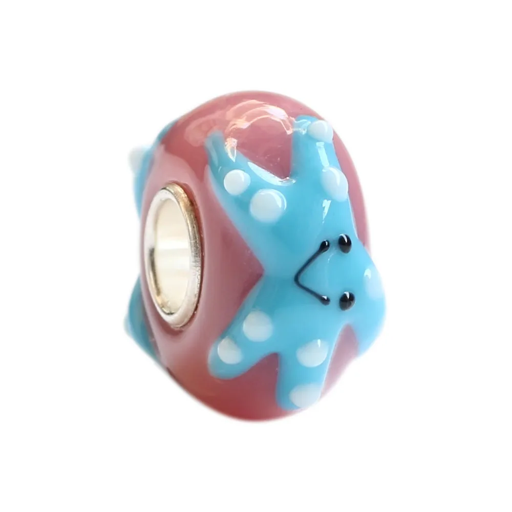 Стеклянная бусина со смайликом в виде морской звезды и цельной трубкой из