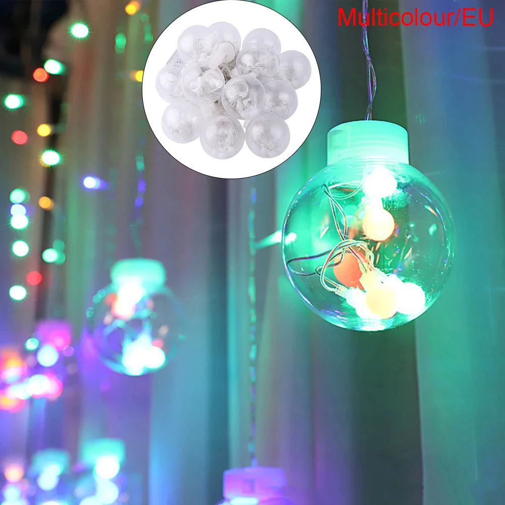 

Рождественские украшения, 2,5 м светодиодный светодиодная гирлянда для занавесок с 12 лампочками для свадебных украшений, европейская вилка, ...