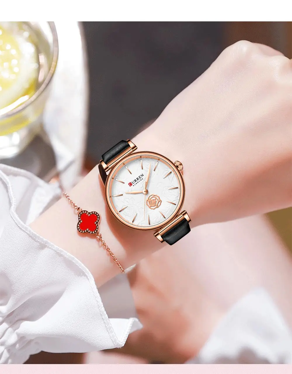 Часы CURREN женские кварцевые брендовые роскошные изысканные модные легкие