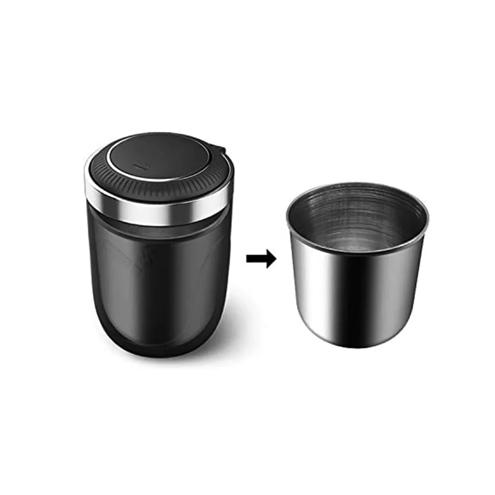 

70mmx102mm Car Ashtray with LED Light Push Type Auto Vehicle Cigarette Ashtray Holder Decor Smokeless Cup Car Interior Product