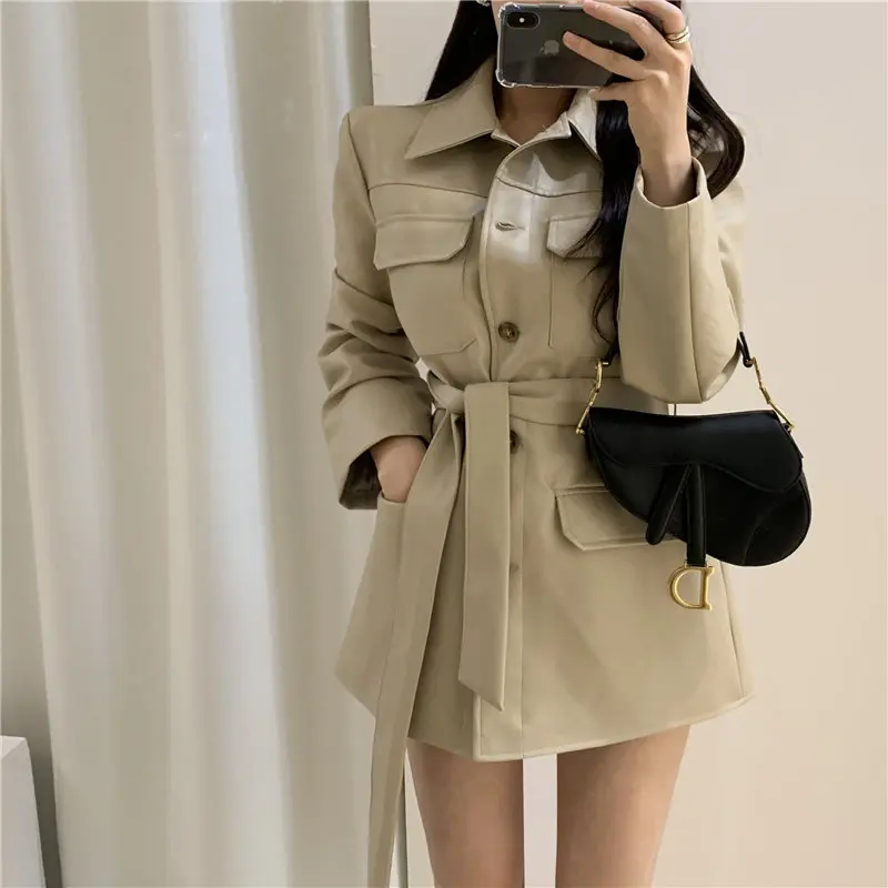 Шикарное однотонное короткое однобортное офисное Женское пальто из