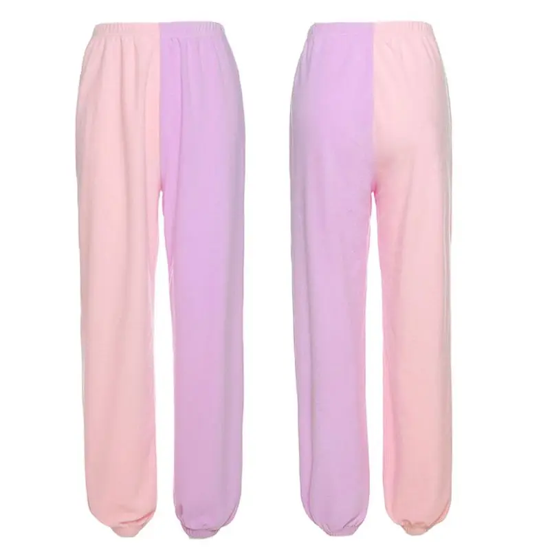 

Women Color Block Patchwork Harem Pants Elastic High Waist Loose Sports Jogger Sweatpants Winter Warm Lounge Trousers Streetwear