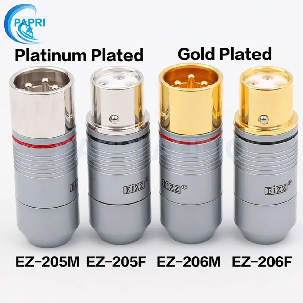 EIZZ 2 шт. Tellurium медь 3 булавки Мужской Женский XLR разъем MIC змея 24 К золото Платиновое покрытие аудио усилитель микрофонный кабель Jack
